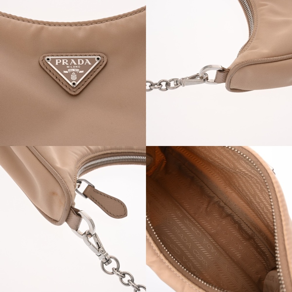 Prada Tan Nylon Saffiano Pink Beige Shoulder Leather Bag - Picture 8 of 10